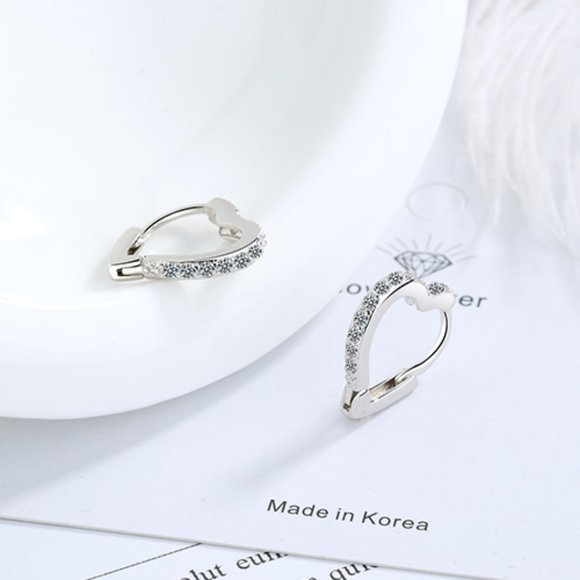 Jewelry - NEW Silver Lovely Love Heart Hoop Earrings